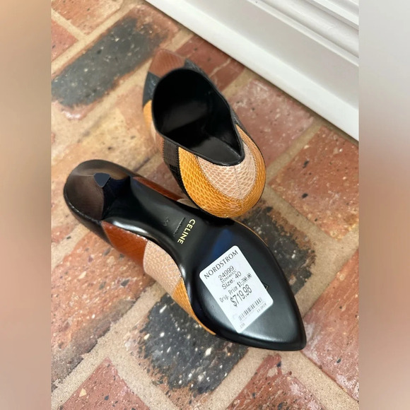 Celine Triangle Heel wide-striped water snakeskin high heels NWT - Picture 5 of 6